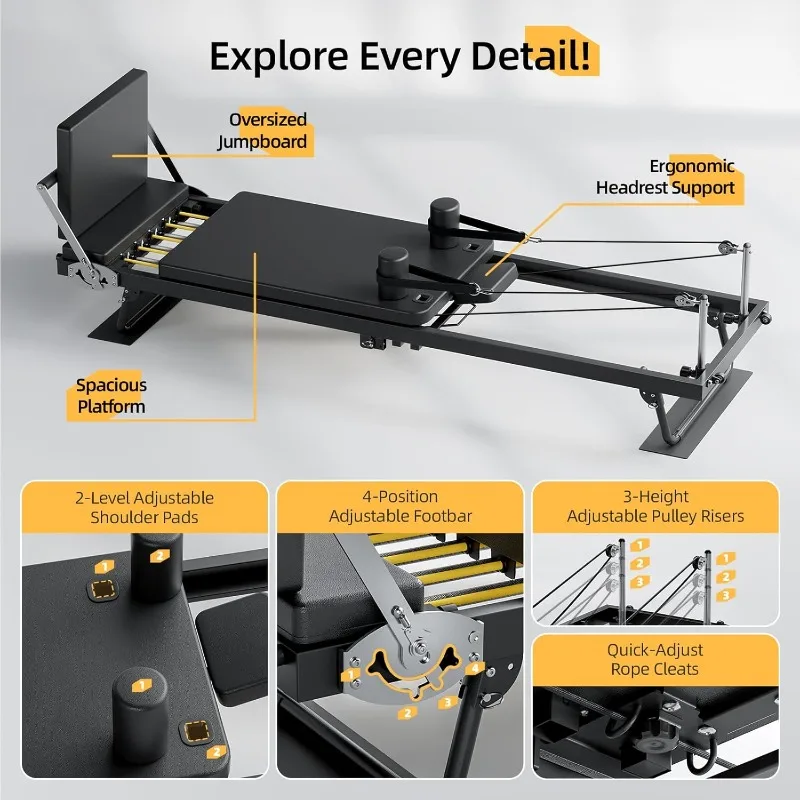 91" Foldable Pilates Reformer Machine - Image 6