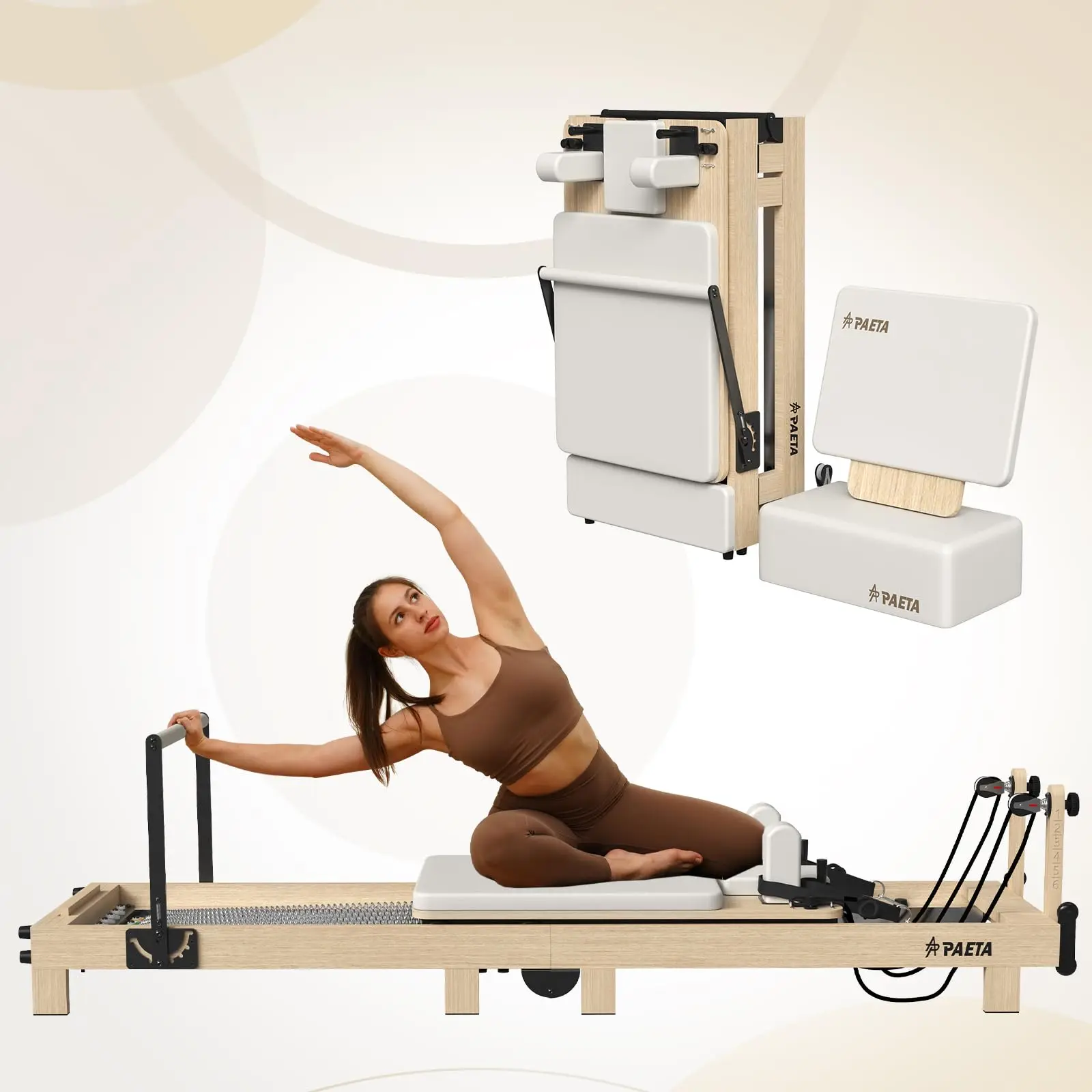 PAETA 92" Wooden Pilates Reformer Machine with Springs - Image 3