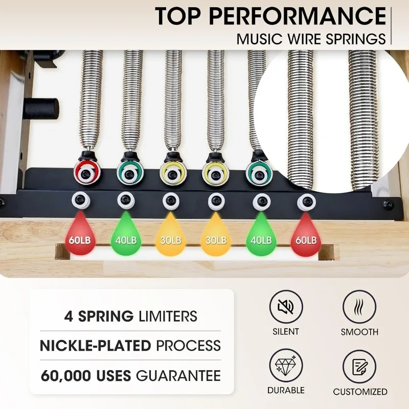 PAETA 92" Wooden Pilates Reformer Machine with Springs - Image 6